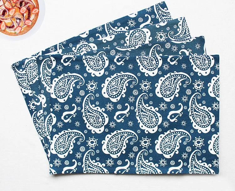 Cotton Blue Paislay Table Placemats Pack Of 4