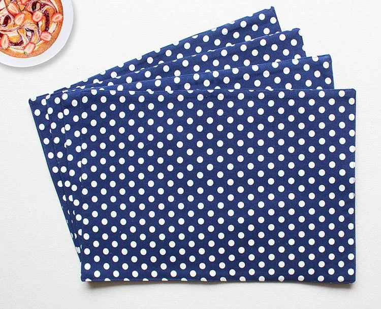 Cotton Blue Polka Dot Table Placemats Pack Of 4