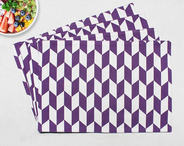 Cotton Classic Diamond Purple Table Placemats Pack Of 4