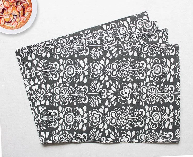 Cotton Grey Damask Table Placemats Pack Of 4