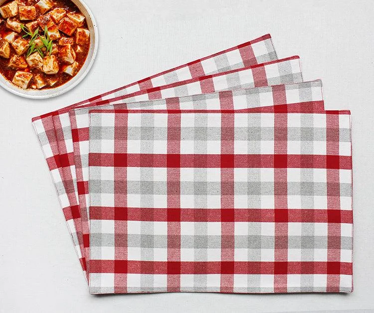 Cotton Lanfranki Red Check Table Placemats Pack Of 4