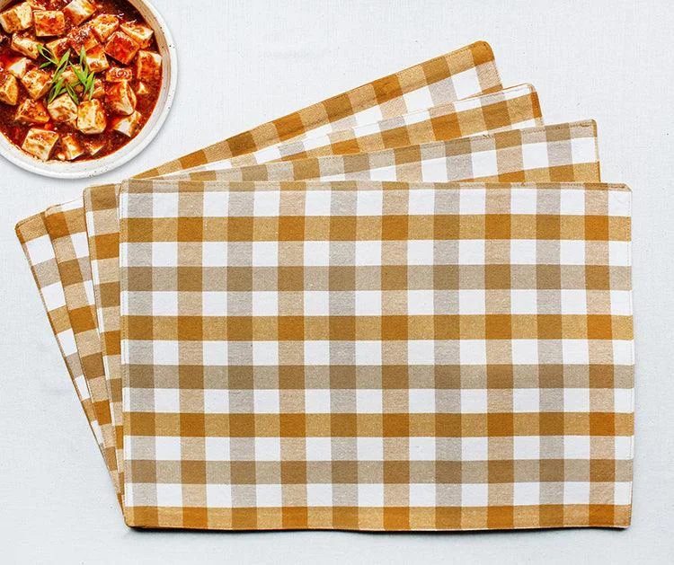 Cotton Lanfranki Yellow Check Table Placemats Pack Of 4