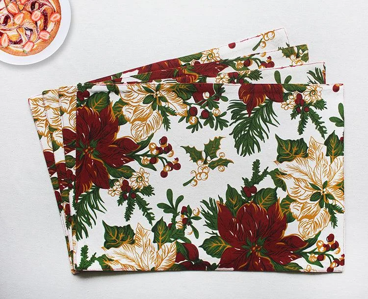 Cotton Maroon Flower Table Placemats Pack Of 4