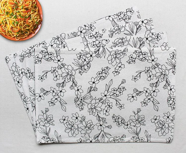 Cotton Pencil Flower Table Placemats Pack Of 4