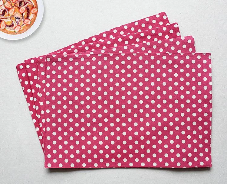 Cotton Pink Polka Dot Table Placemats Pack Of 4