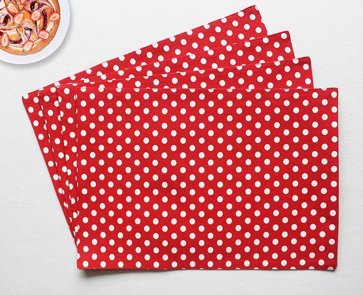 Cotton Red Polka Dot Table Placemats Pack Of 4