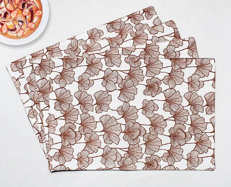 Cotton Single Leaf Brown Table Placemats Pack Of 4