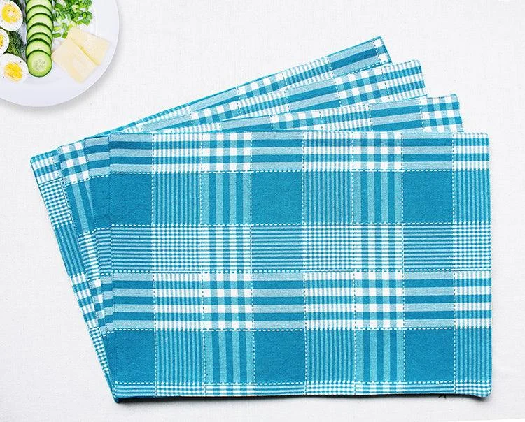 Cotton Track Dobby Blue Table Placemats Pack Of 4