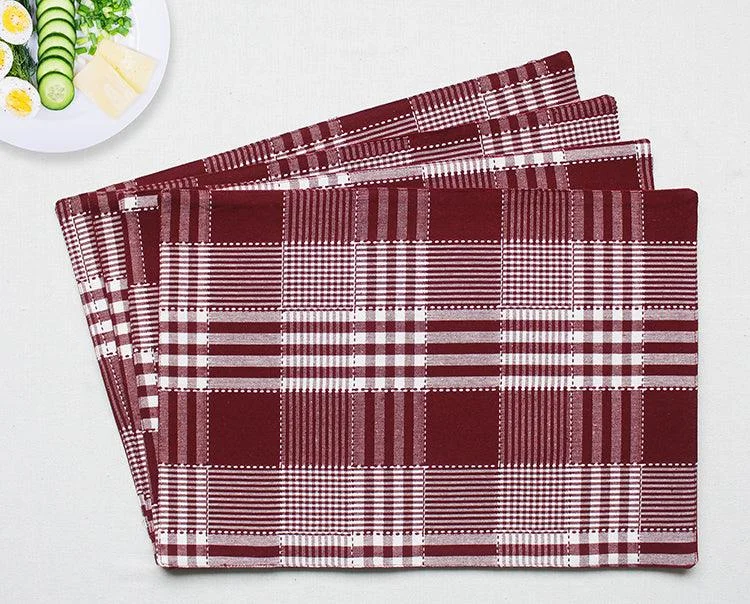 Cotton Track Dobby Maroon Table Placemats Pack Of 4