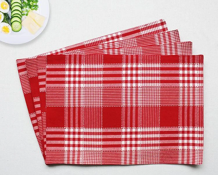 Cotton Track Dobby Red Table Placemats Pack Of 4