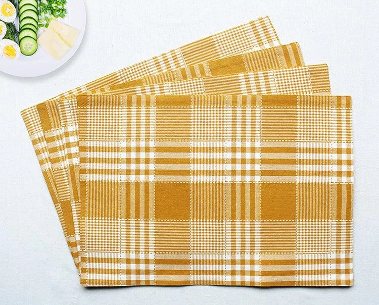 Cotton Track Dobby Yellow Table Placemats Pack Of 4