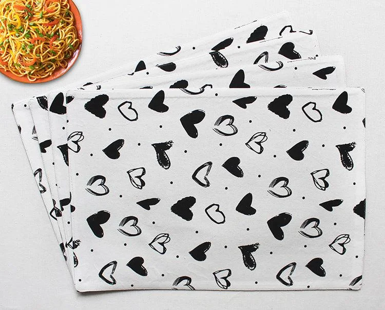 Cotton White Heart Table Placemats Pack Of 4