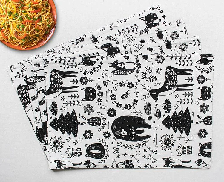 Cotton Wild Animals Table Placemats Pack Of 4