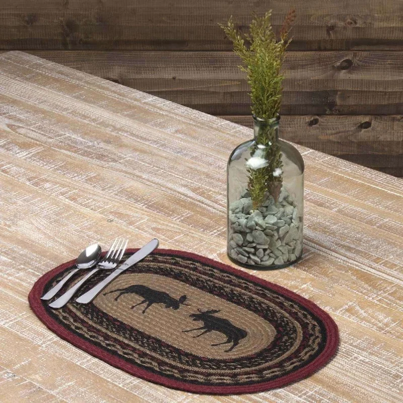 Cumberland Stenciled Moose Jute Braided Placemat Set of 6