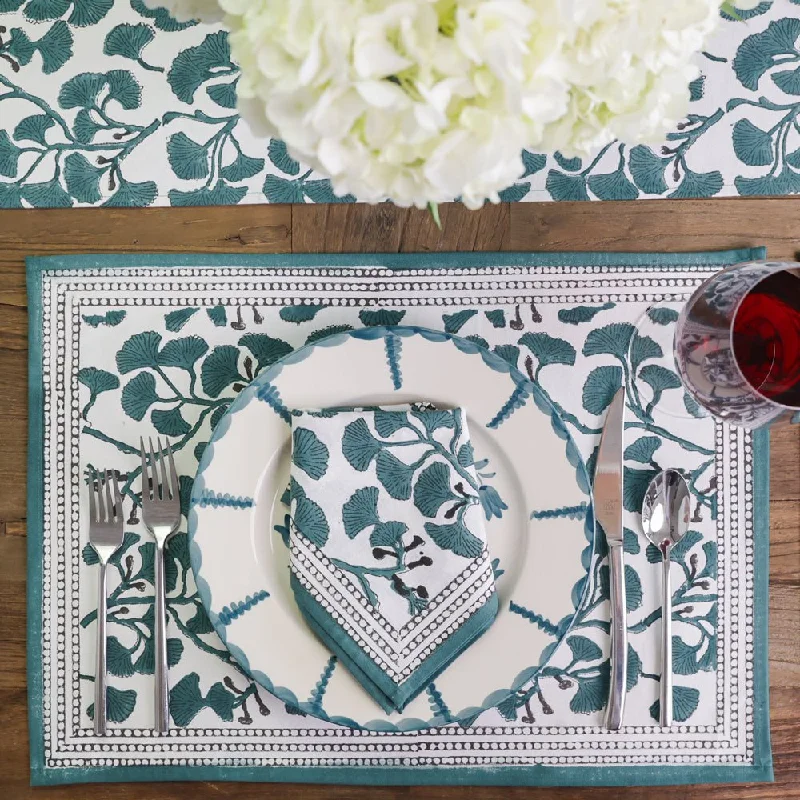 Ginkgo Teal Placemat | Set of 4