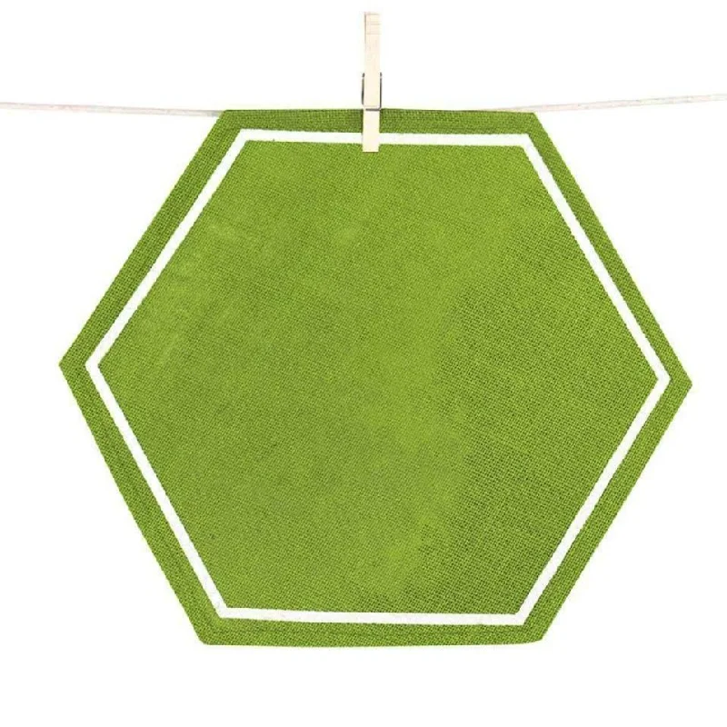 Green Framed Hexagon Jute Placemat | Set of 4