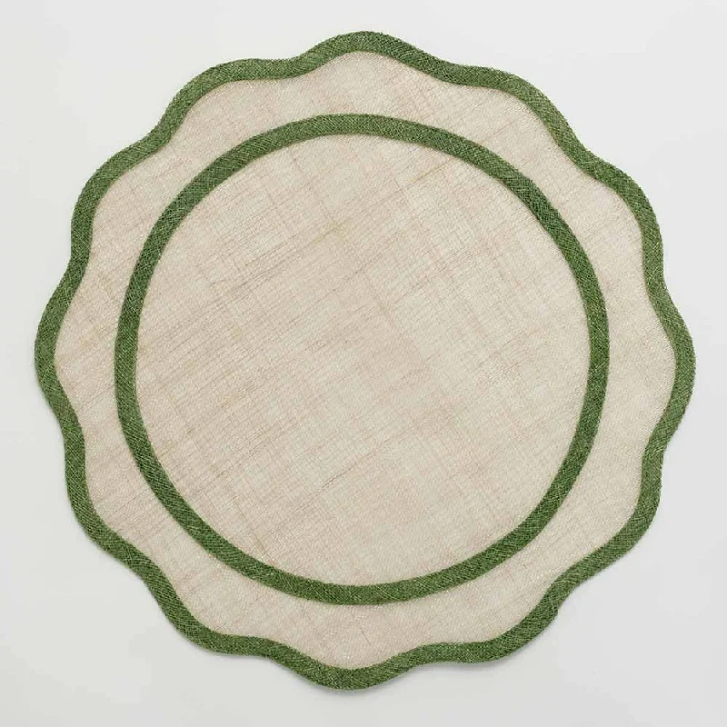 Green Scalloped Rice Paper Placemat | Set of 4