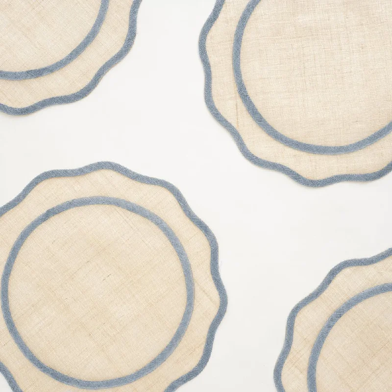 Light Blue Scalloped Rice Paper Placemat | Set of 4