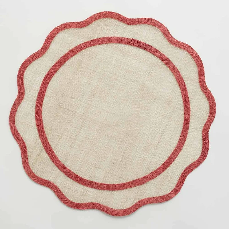 Red Scalloped Rice Paper Placemat | Set of 4