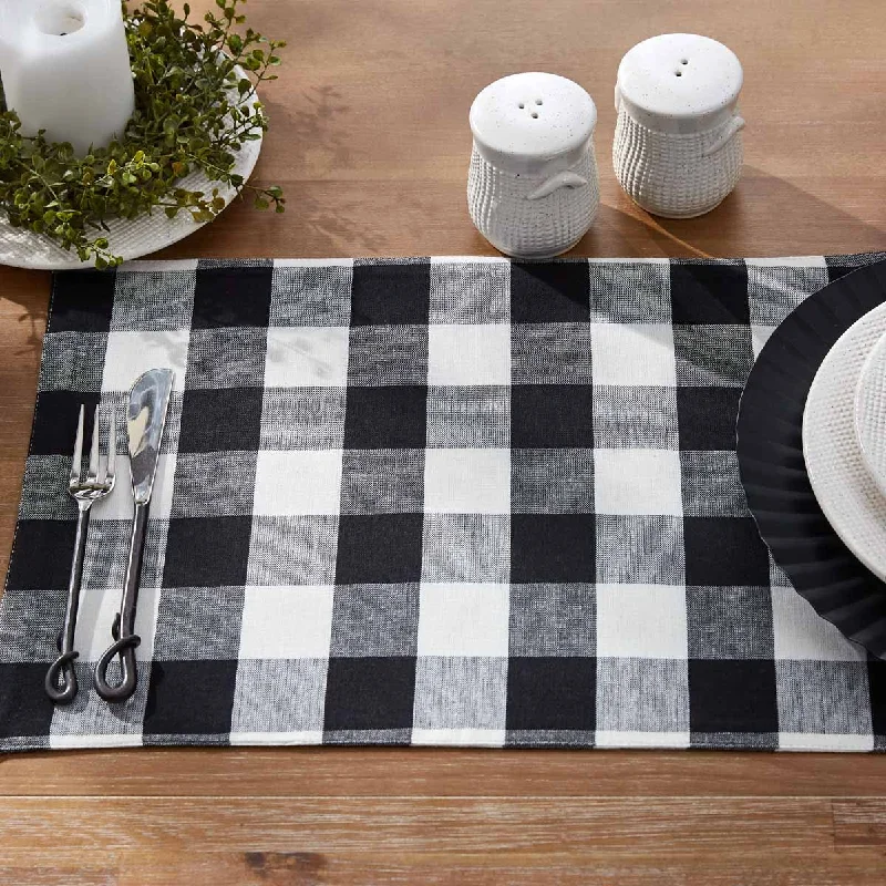 Wicklow Check Placemats - Black & Cream Backed Set of 6 Park Designs