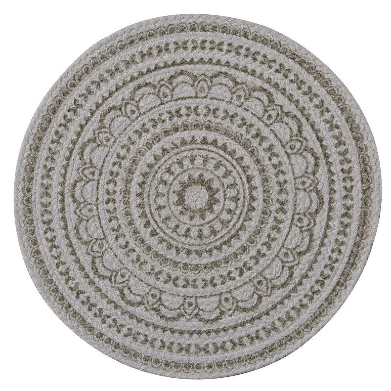 Zuri Medallion Printed Round Placemat - Mushroom Set Of 6 Park Designs