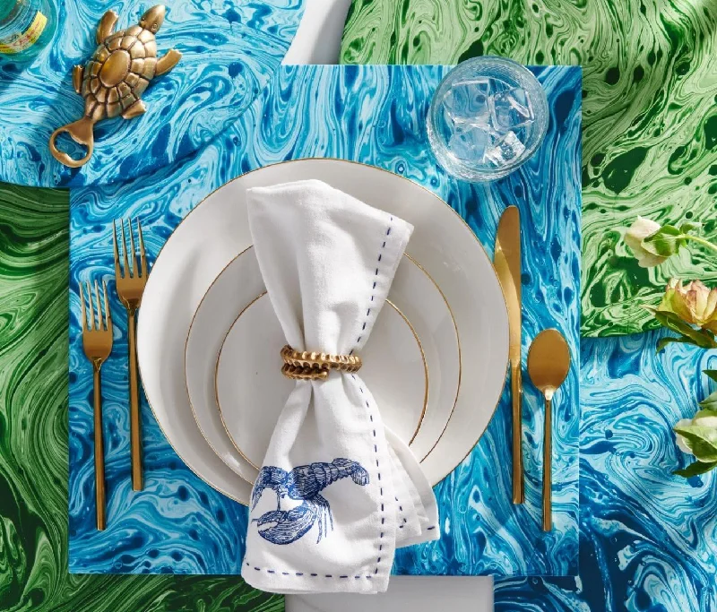 Blue Pheasant Ariel Lobster Napkin - Set of 4