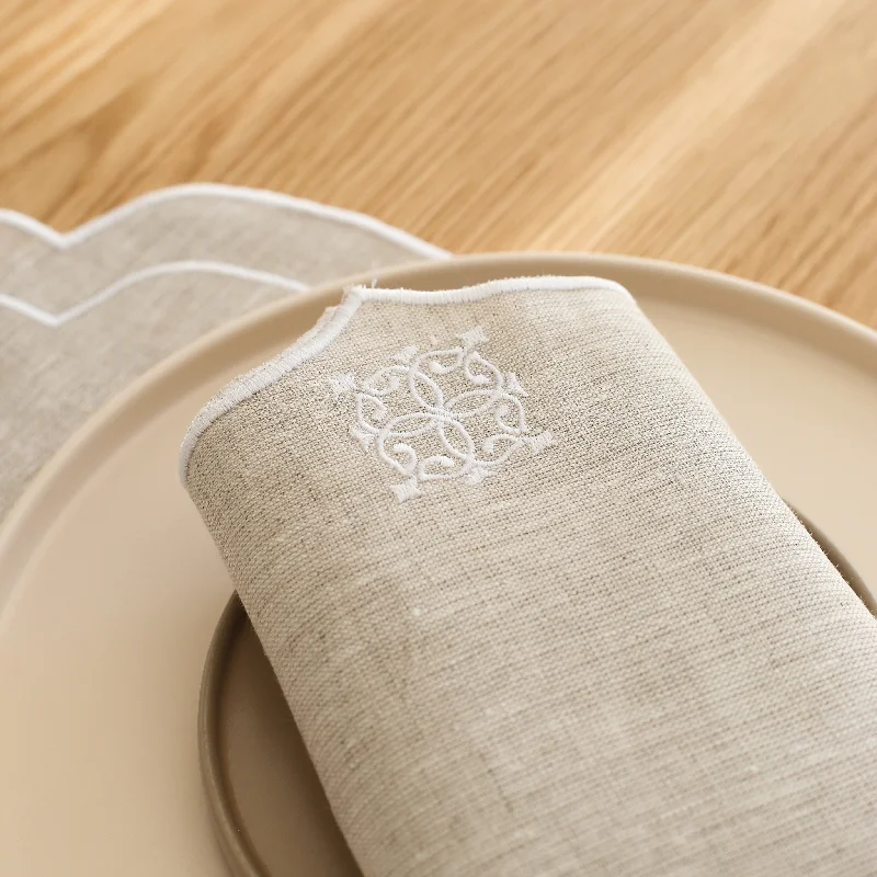 Beige Figura Linen Napkin (Set of 2)