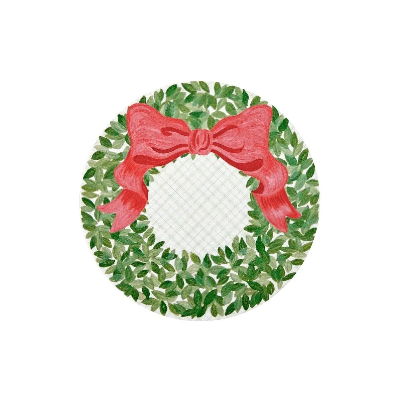 Boxwood Wreath Reversible Round Coaster