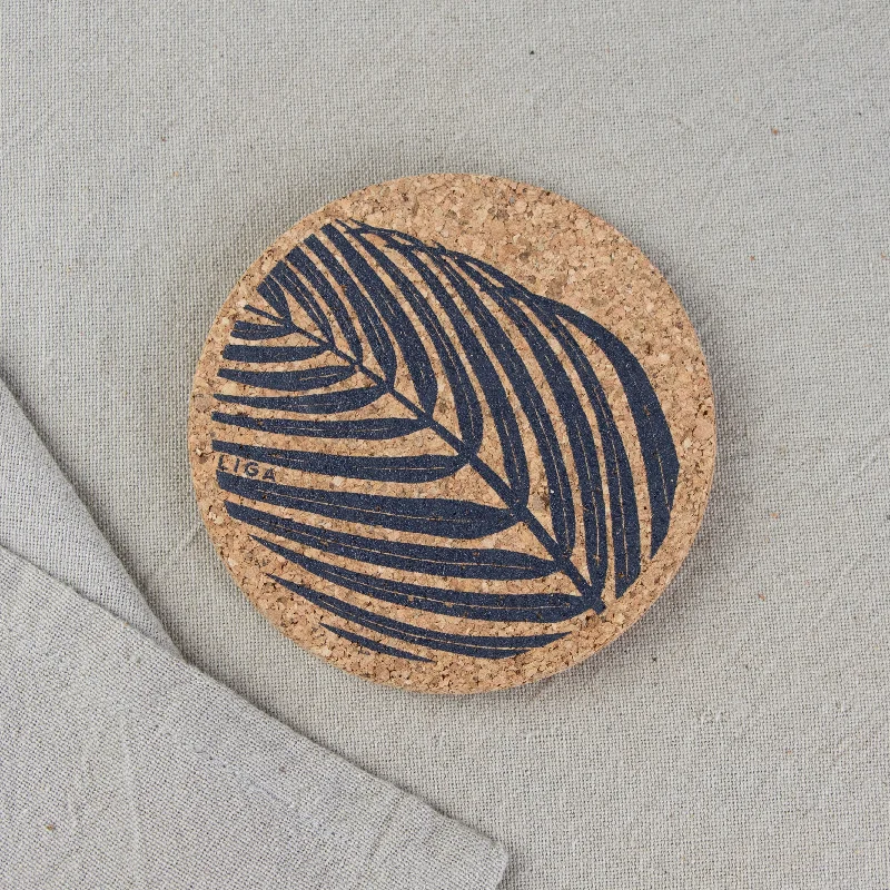 Cork Coaster Palm Grey