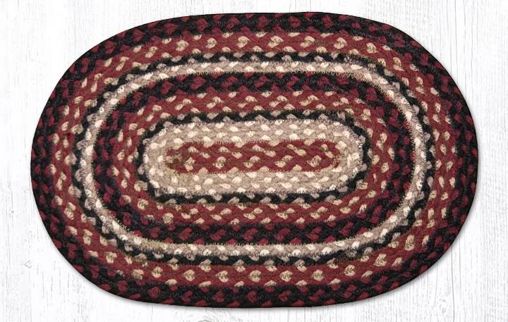 Earth Rugs MS-344 Burgundy/Black/Tan Oval Swatch 10``x15``