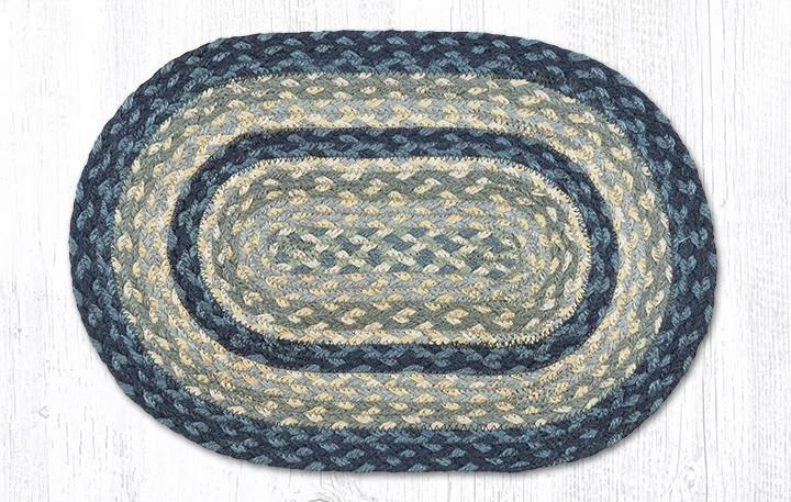 Earth Rugs MS-362 Breezy Blue/Taupe/Ivory Oval Swatch 10``x15``