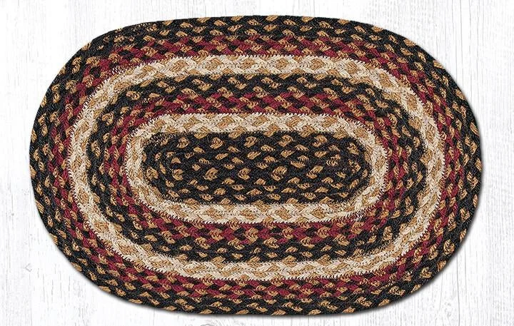 Earth Rugs MS-774 Burgundy/Black/Dijon Oval Swatch 10``x15``