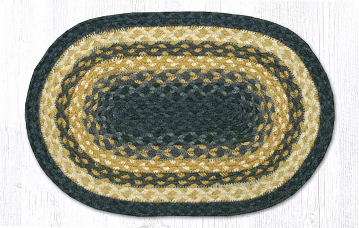 Earth Rugs MS-79 Lt. Blue/Dk. Blue/Mustard Oval Swatch 10``x15``