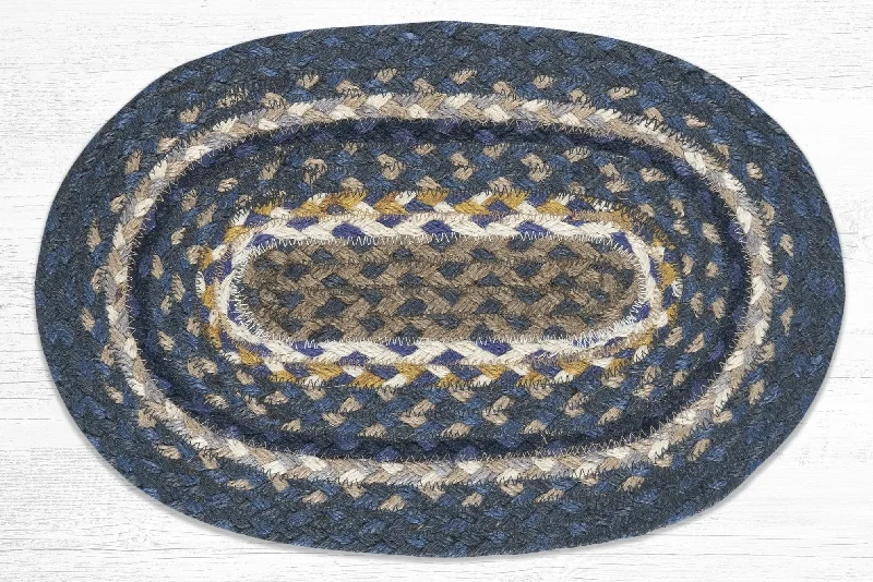 Earth Rugs MS-790 Deep Blue/Golden Rod/Cream Oval Swatch 10``x15``