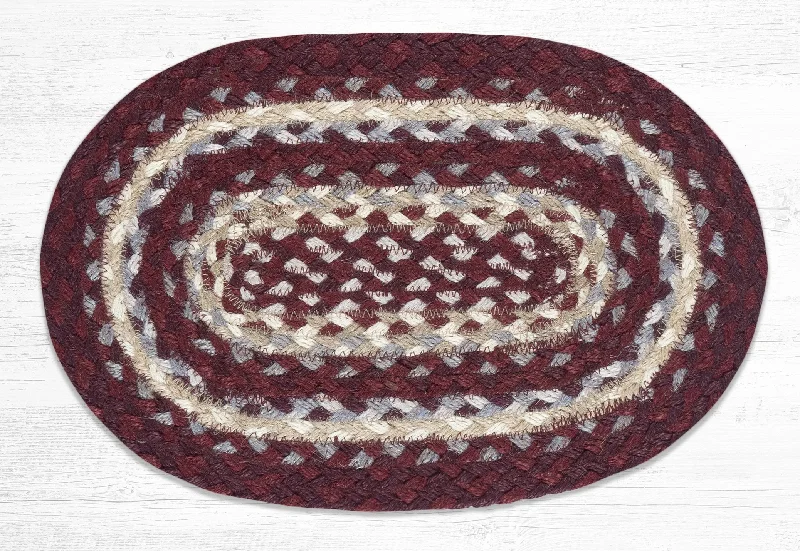 Earth Rugs MS-791 Burgundy/Gray/Cream Oval Swatch 10``x15``