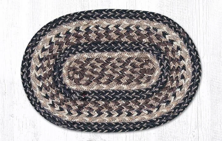 Earth Rugs MS-9-93 Black + Tan Oval Swatch 10``x15``