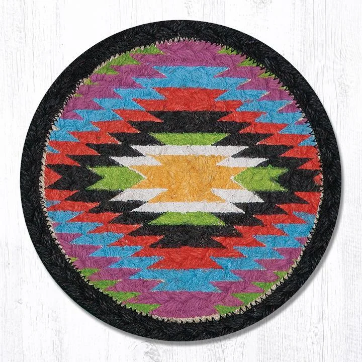 Earth Rugs MSPR-01 Native Printed Round Trivet 10``x10``