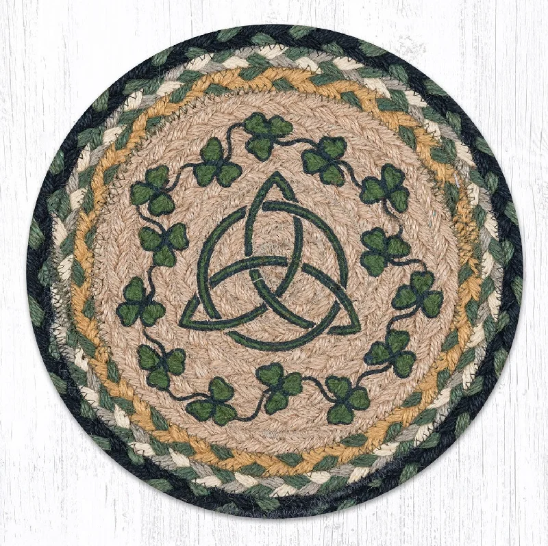 Earth Rugs MSPR-116 Irish Shamrock Printed Round Trivet 10``x10``