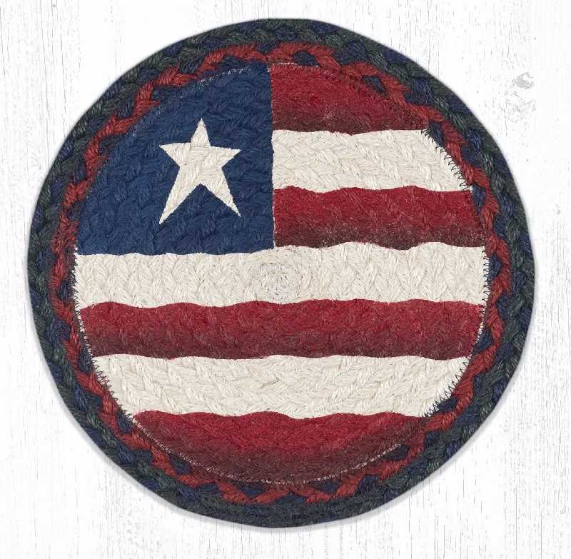 Earth Rugs MSPR-15 Primitive Flag Printed Round Trivet 10``x10``