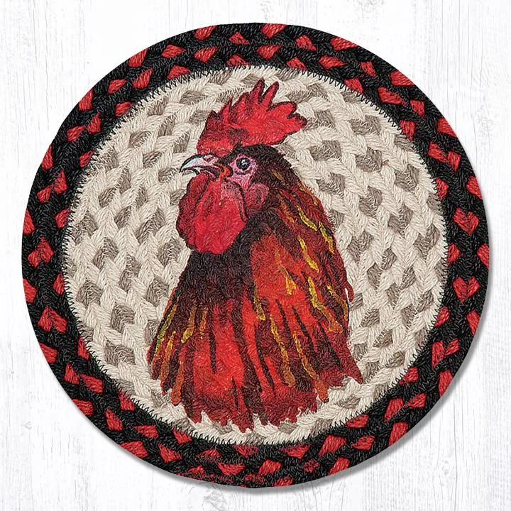 Earth Rugs MSPR-19 Rooster Printed Round Trivet 10``x10``