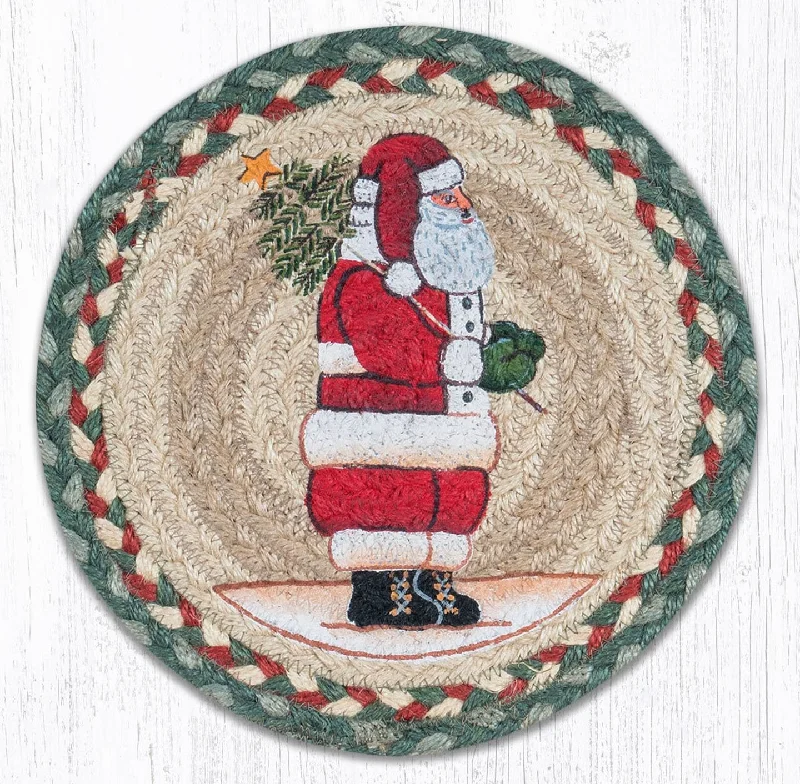 Earth Rugs MSPR-25 Santa Printed Round Trivet 10``x10``