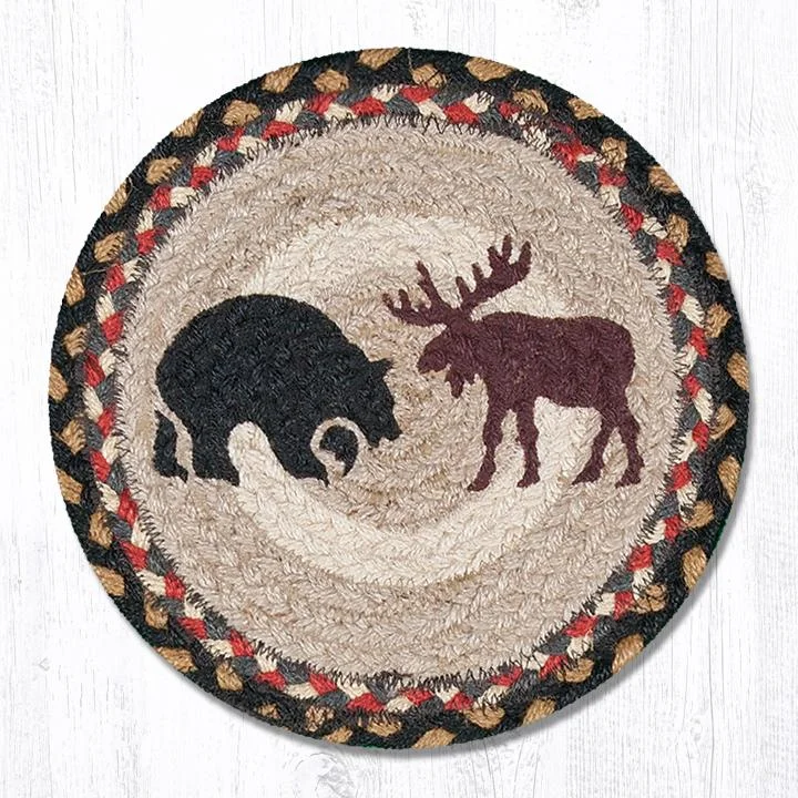 Earth Rugs MSPR-43 Bear/Moose Printed Round Trivet 10``x10``