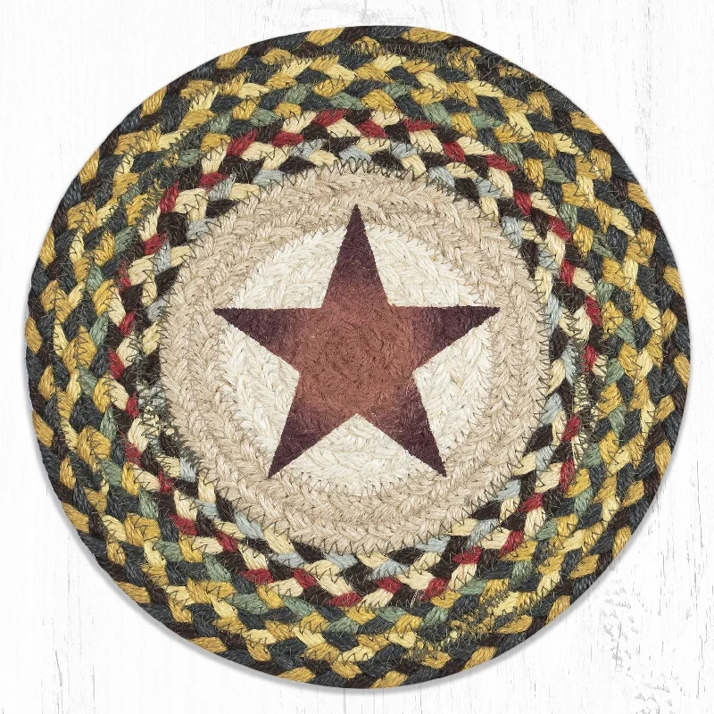 Earth Rugs MSPR-51 Gold Star Printed Round Trivet 10``x10``