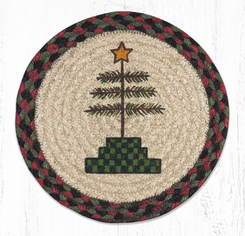 Earth Rugs MSPR-81 Feather Tree Printed Round Trivet 10``x10``