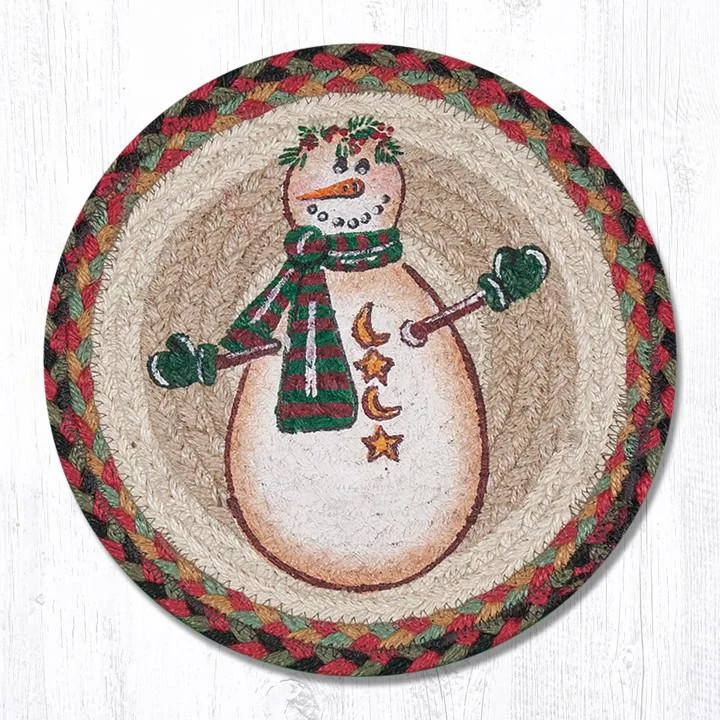 Earth Rugs MSPR-81 Moon & Star Snowman Printed Round Trivet 10``x10``