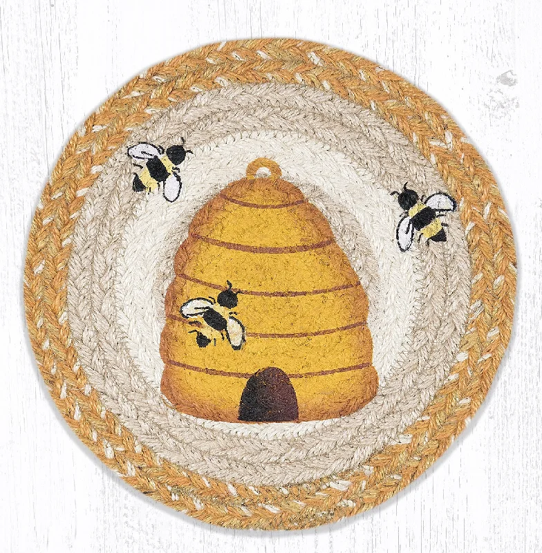 Earth Rugs MSPR-9-101 Beehive Printed Round Trivet