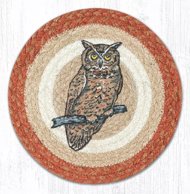 Earth Rugs MSPR-9-101 Owl Printed Round Trivet