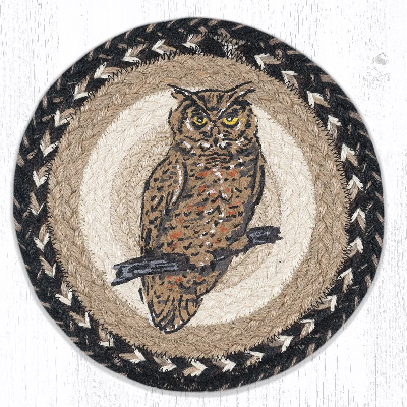 Earth Rugs MSPR-9-93 Owl Printed Round Trivet