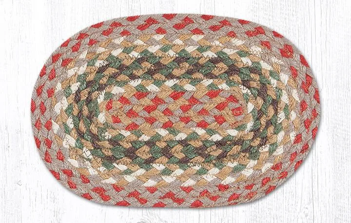 Earth Rugs OMS-24 Olive/Burgundy/Gray Oval Swatch 7.5``x11``