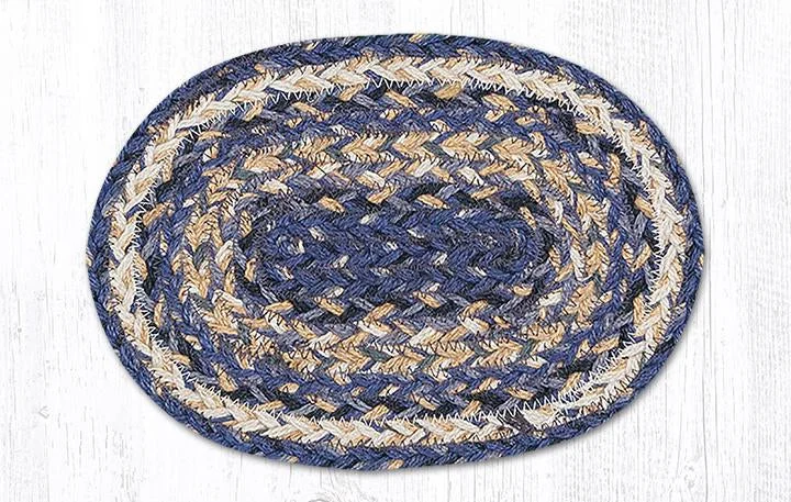 Earth Rugs OMS-9-97 Deep Blue Oval Swatch 7.5``x11``